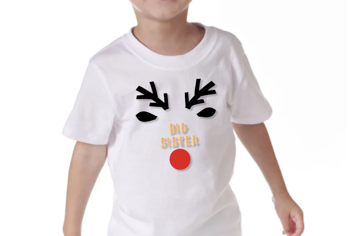 big sister reindeer t-shirt