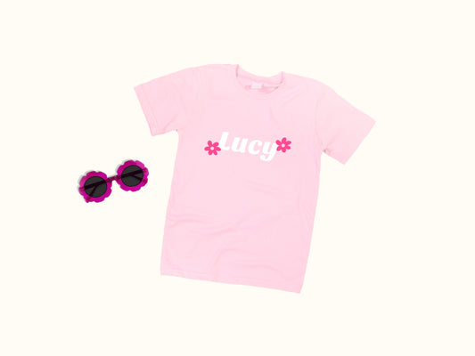 custom name with flowers t-shirt