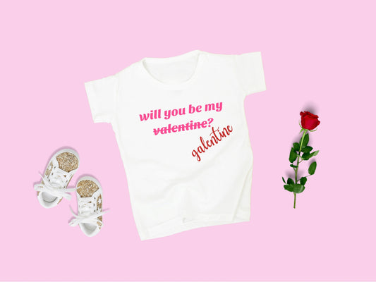 will you be my valentine galentine t-shirt